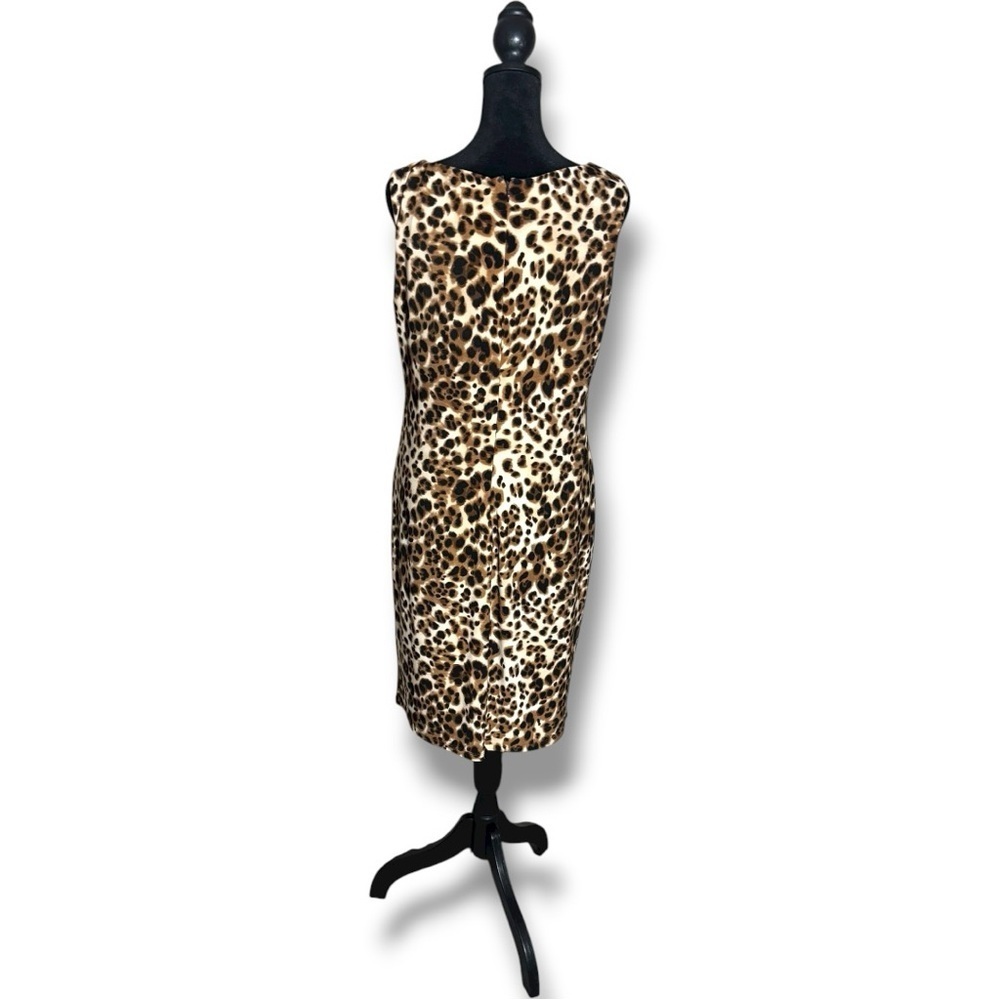 Jones New York Leopard Print Sleeveless Rouching Detail Fully Lined Mini Dress - Picture 6 of 13